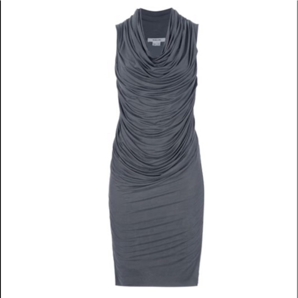Helmut Lang Gray Ruched Bodycon Dress in Size S
